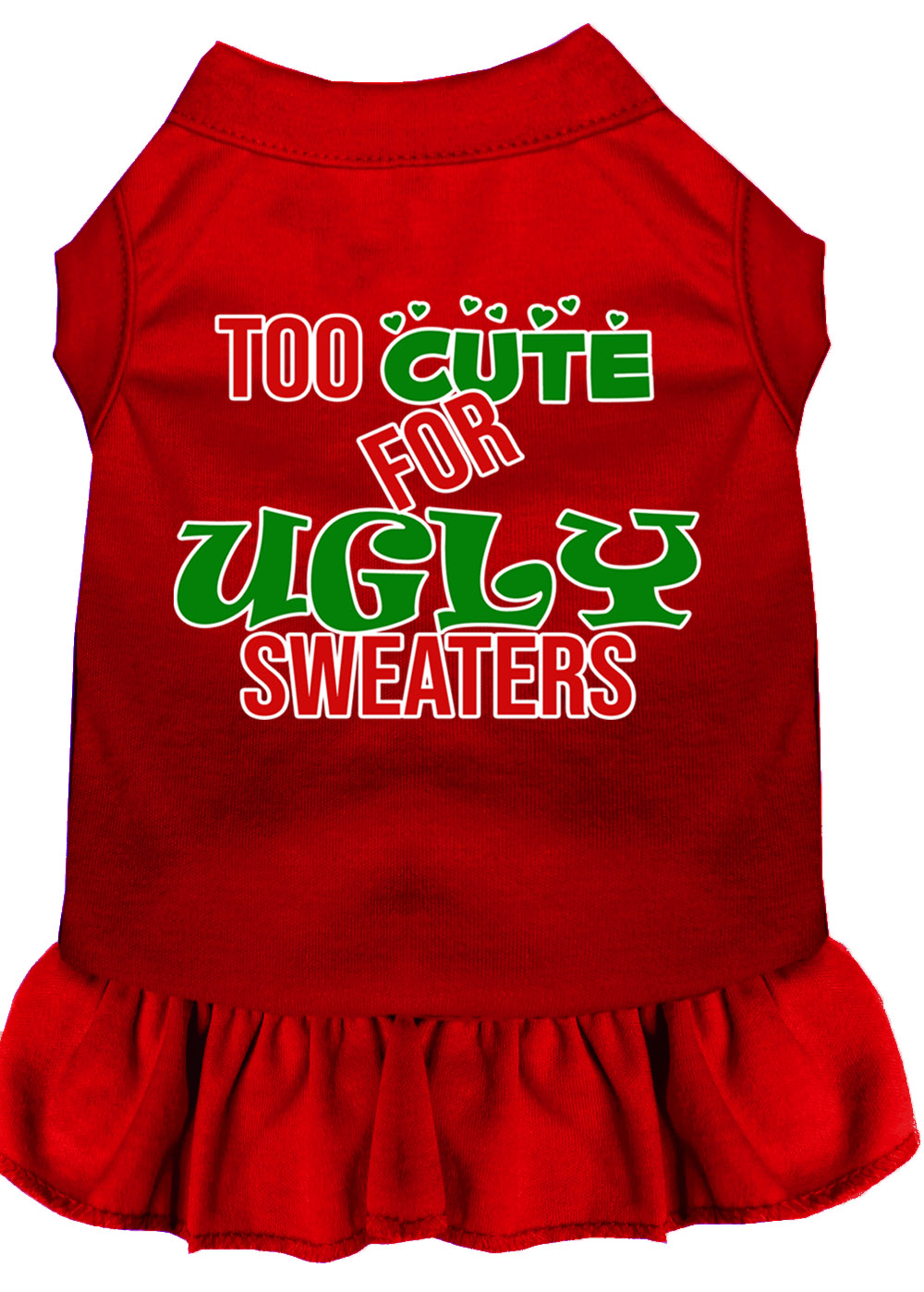 Too Cute for Ugly Sweaters Screen Print Dog Dress Red XXL